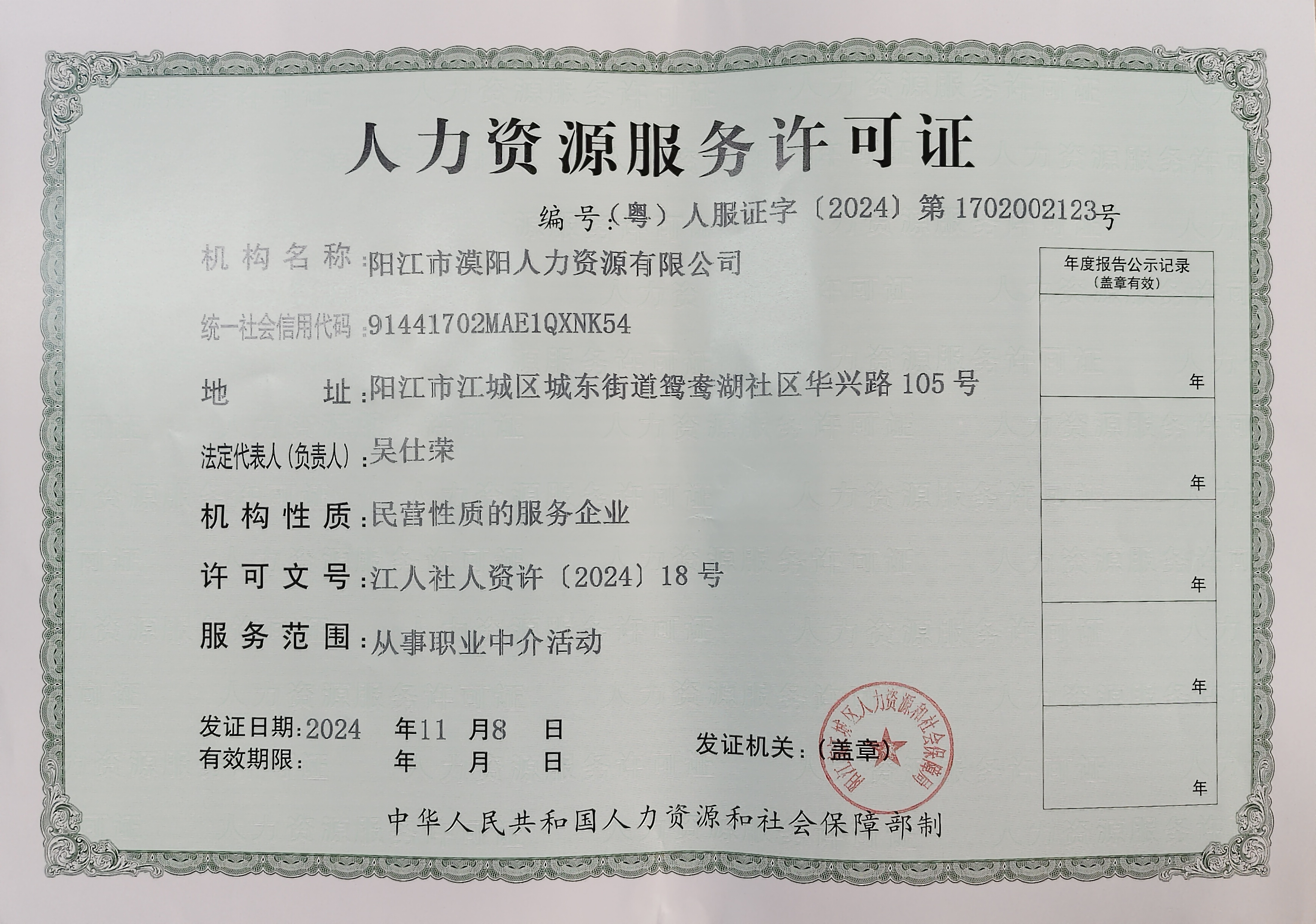 人力资源服务许可证